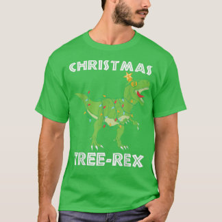 Camiseta Roupas de Natal para Crianças Dinossauro Árvore Re