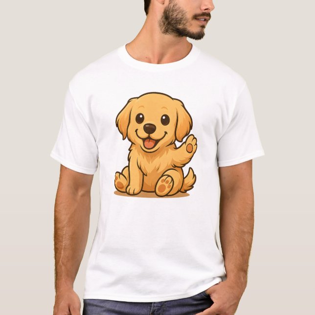 Camiseta Roupas de Ouro Bonito para Retriever Unisex Man (Frente)