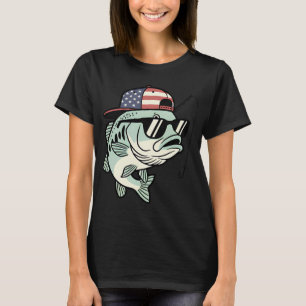 Camiseta Roupas de Pesca com Bandeira Americana - Pesca