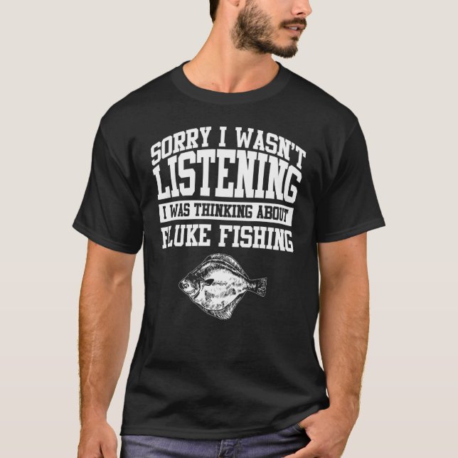 Camiseta Roupas de Pesca Fluke  Design de Pescadores Fofos (Frente)