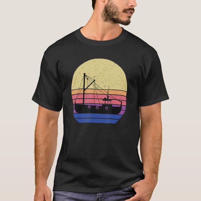 Camiseta Roupas de Pesca Retrô Trawler Pescadores Barco (Frente)
