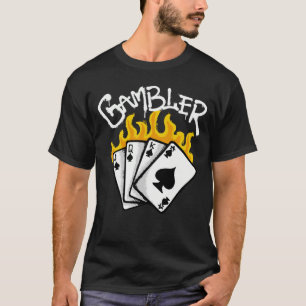 Camiseta Roupas de rua com Cartas de Baralho em Chamas
