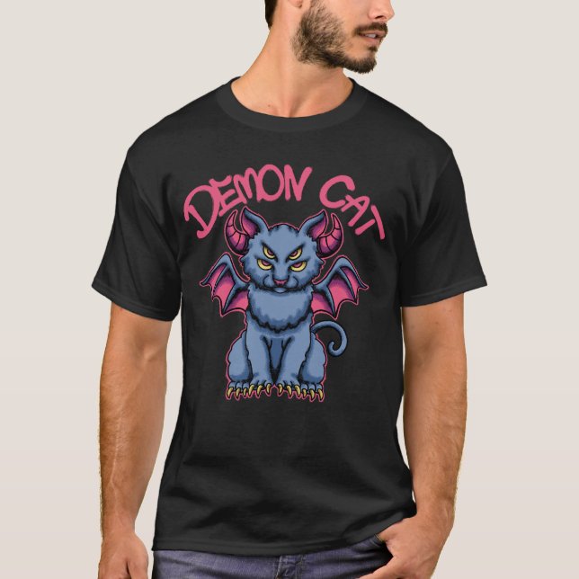 Camiseta Roupas de rua de gato demônio  (Frente)