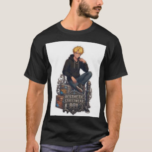 Camiseta Roupas de Rua Estéticas para Meninos Anime - Gráfi