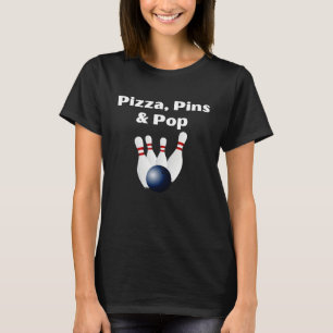 Camiseta Roupas Divertidas de Boliche Pizza Pins & Pop