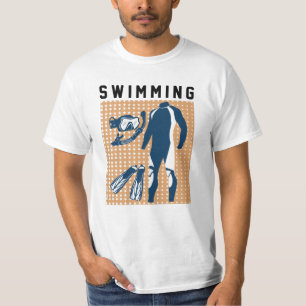 Camiseta Roupas e óculos de natação