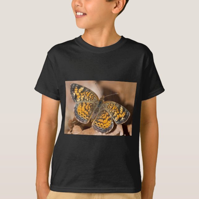 Camiseta Roupas e Presentes de Mariposa Marrom e Laranja (Frente)
