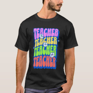 Camiseta Roupas Florais Groovy para Professores Arco-Íris R