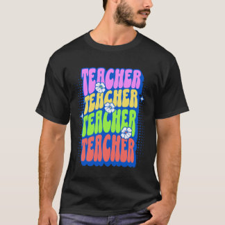 Camiseta Roupas Florais Groovy para Professores Arco-Íris R