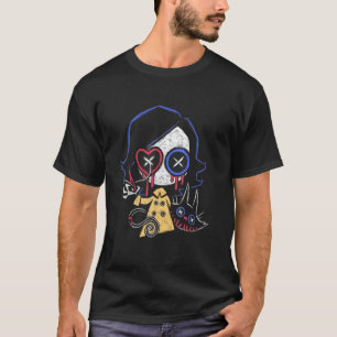 Camiseta Roupas góticas todo o oculto Horror Menina Com Gat