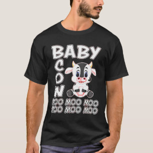 Camiseta Roupas Moo Moo Moo de Vaca Bebê Rosa Fofo Para Cri