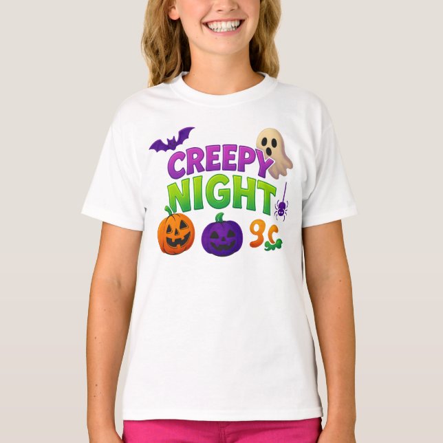 Camiseta Roupas noturnas assustadoras do Halloween Unisex (Frente)