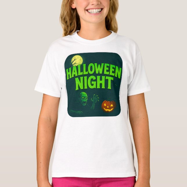 Camiseta Roupas Noturnas de Halloween Roupas de Festa Louca (Frente)