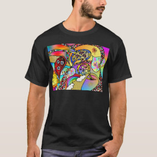 Camiseta Roupas Presentes Psicodélicos Corações Paisley dos