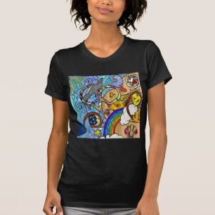 Camiseta Roupas Presentes Psicodélicos dos Anos 60 na Praia