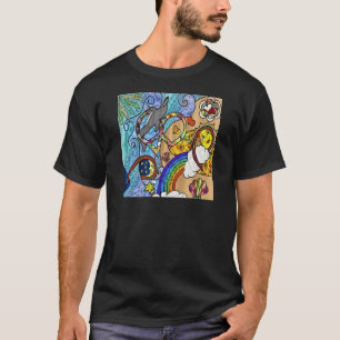 Camiseta Roupas Presentes Psicodélicos dos Anos 60 na Praia