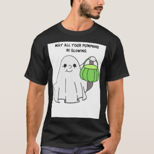 Camiseta Roupas Pretas com 'Que Todas as Suas Abóboras Bril