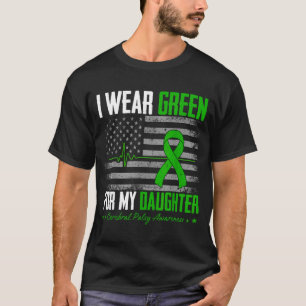 Camiseta Roupas retrô verdes para a filha paralisia cerebra