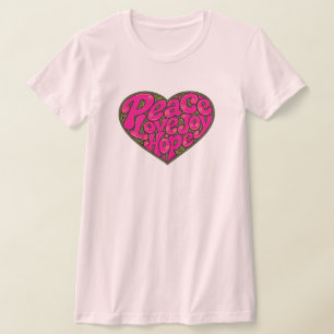Camiseta RoupasDeGarota Paz Amor Alegria Esperança Coração
