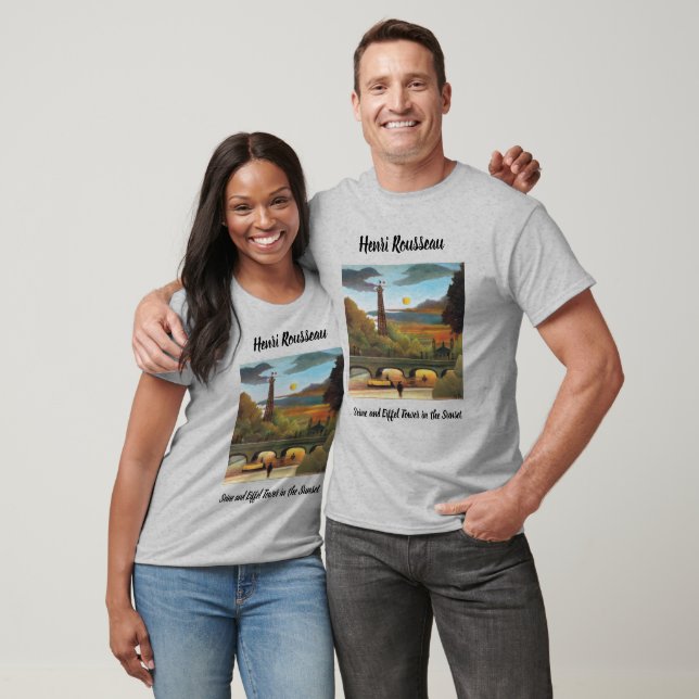 Camiseta Rousseau Seine e Torre Eiffel no Sunset (Unissex)