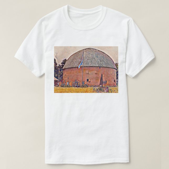 Camiseta Route 66 Arcadia Round Barn Oil Painting (Frente do Design)