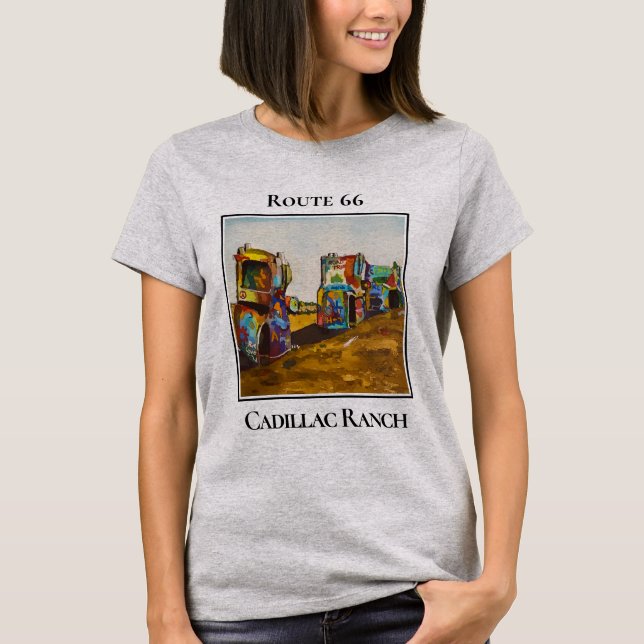 Camiseta Route 66, Cadillac Ranch, Amarillo Texas (Frente)