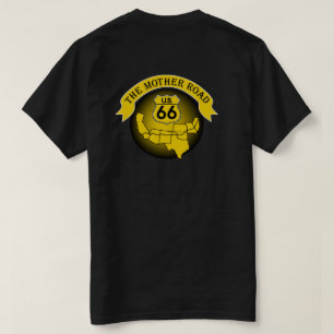 Camiseta Route 66 Mãe Road Mens T-shirt Dourada/Black