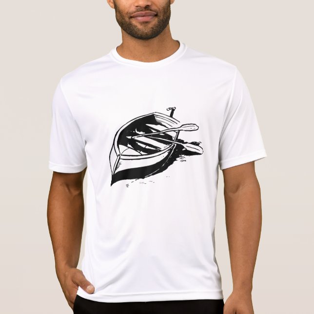 Camiseta Rowboat Illustration Nautical Black and White (Frente)