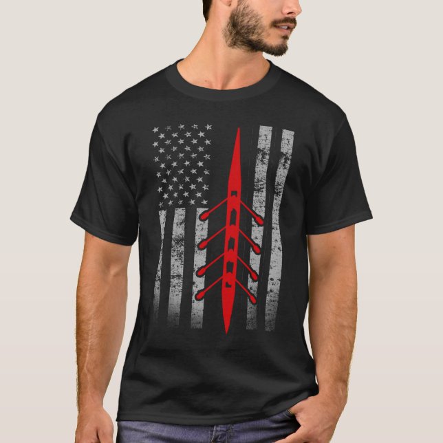 Camiseta Rowing Boat American Flag (Frente)