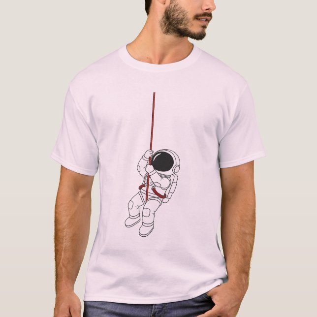 Camiseta roxa de astronauta pendurado fofa (Frente)