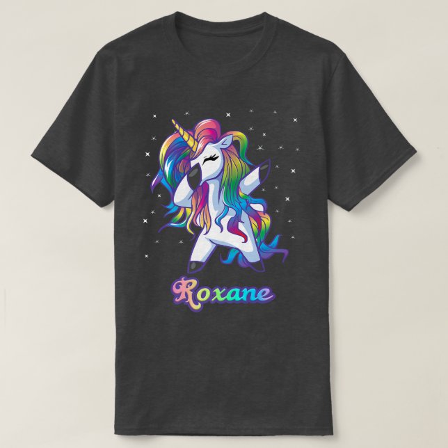 Camiseta ROXANE Unicorn Oferece Presentes Para Meninas De A (Frente do Design)