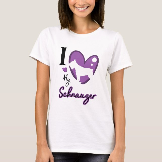 Camiseta Roxo, adoro o meu schnauzer (Frente)