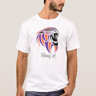 Camiseta Roxo, alaranjado, preto, traga-o!