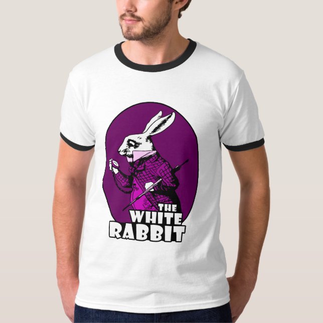 Camiseta Roxo branco do logotipo do coelho (Frente)