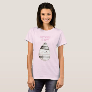 Camiseta Roxo Branco Preto Feliz Sorriso Candy Corn