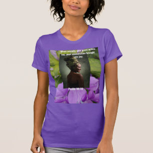 Camiseta roxo, camisa, mulheres, oração, inspiração,