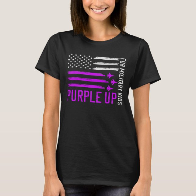 Camiseta Roxo Crianças Militares Crianças Militares Ar Band (Frente)