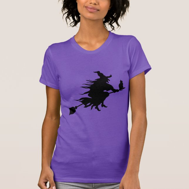 Camiseta Roxo da Bruxa Negra Custa das Halloween (Frente)