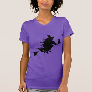 Camiseta Roxo de Bruxa Negra Custa de Halloween