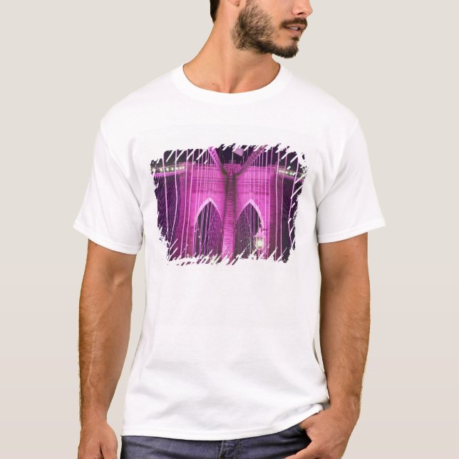 Camiseta Roxo do Lit da ponte de Brooklyn (Frente)
