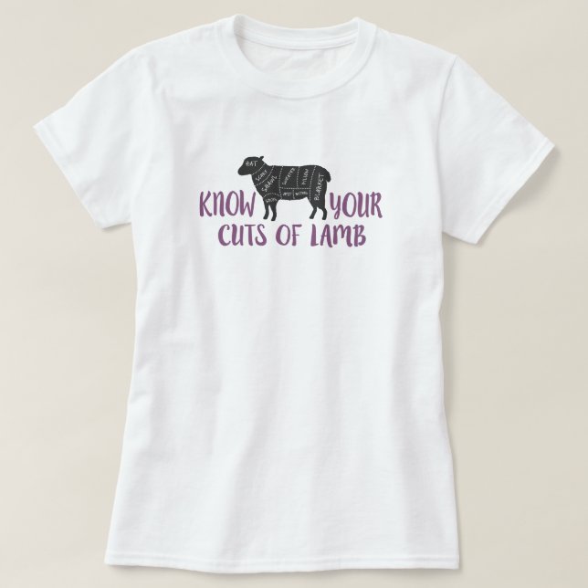 Camiseta Roxo e Cinzas conhecem seus cortes de carne (Frente do Design)