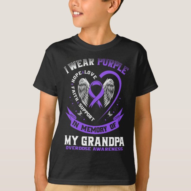 Camiseta Roxo Em Memória Dos Awarenes De Sobredosagem De Me (Frente)