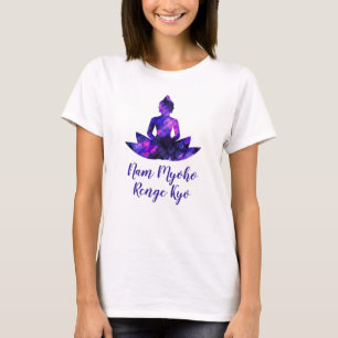 Camiseta Roxo Espiritual Lotus Yoga Nam Myoho Renge Kyo