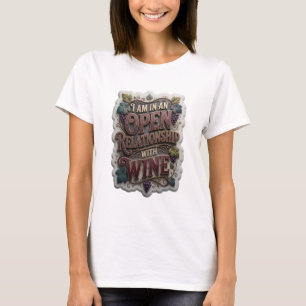 Camiseta Roxo EU ESTOU NUM RELACIONAMENTO ABERTO COM VINHO