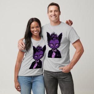 Camiseta Roxo Halloween Cat