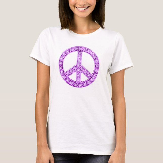 Camiseta Roxo Jewels Peace Sign (Frente)
