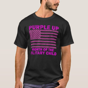Camiseta Roxo Mês Militar Criança Esparsa Americana Fl