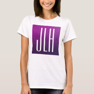 Camiseta Roxo Ombre & Inicial ou outro Texto Branco