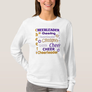 Camiseta Roxo, ouro, e t-shirt branco do cheerleader