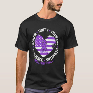 Camiseta Roxo para Cima para a Criança Militar Bandeira dos